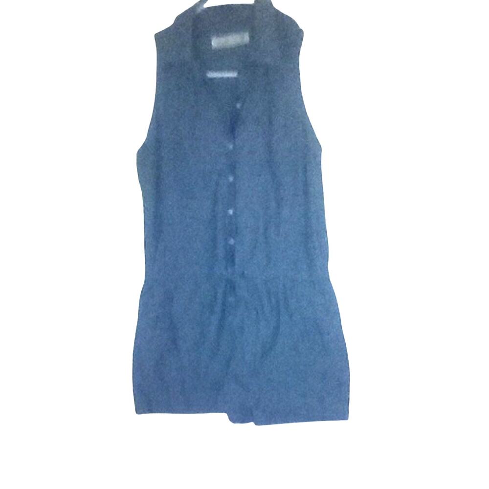Abercrombie & Fitch Light Denim Romper – Sleeveless, Button-Front, Collared, XS